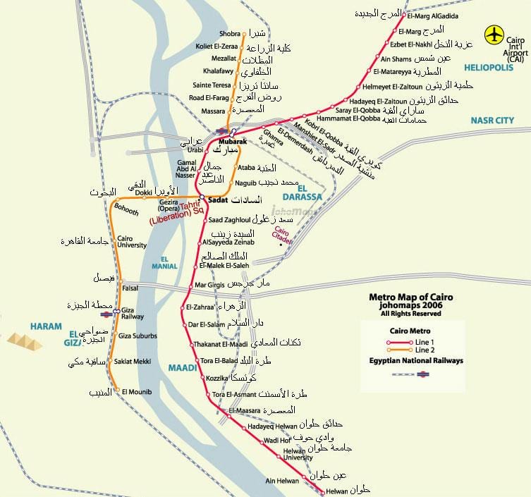 cairo mapa do metrô de 2016