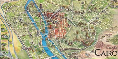 Mapa turístico do cairo, egito